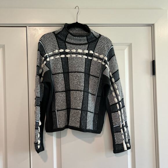 Club Monaco Women's‎ Wool Alpaca Sweater Grey Blue Turtleneck Size Medium - Picture 1 of 8